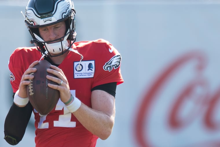 Carson Wentz struggled through practice on Sunday.