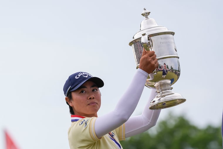 Yuka Saso, of Japan, after winning the U.S. Women's Open golf tournament at Lancaster Country Club on Sunday.
