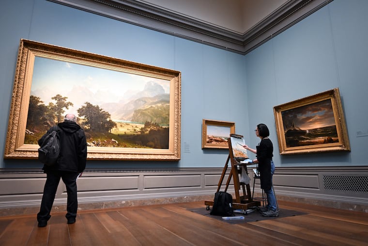 Pam Furneaux paints at the National Gallery of Art in December. The museum has a series of 90-minute workshops titled “Finding Awe."