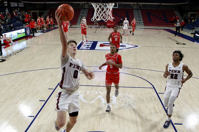 Penn's Clark Slajchert goes for a layup during the second half against Cornell Friday night at the Palestra.