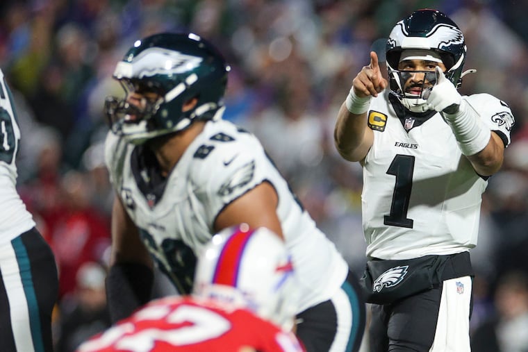Eagles quarterback Jalen Hurts got the day off against the Commanders Sunday.