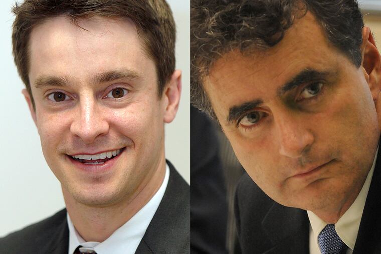 Kevin Strouse, left, faces Mike Fitzpatrick.