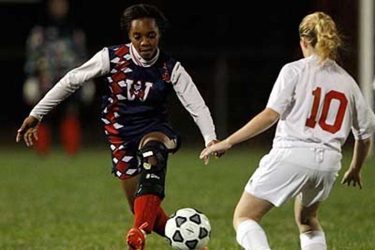 Willingboro's Taylor Lewis notched a hat trick in a 4-3 win over Palmyra. (Yong Kim/Staff Photographer)