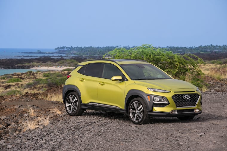 The 2019 Hyundai Kona in its natural habitat — just emerging from the water.