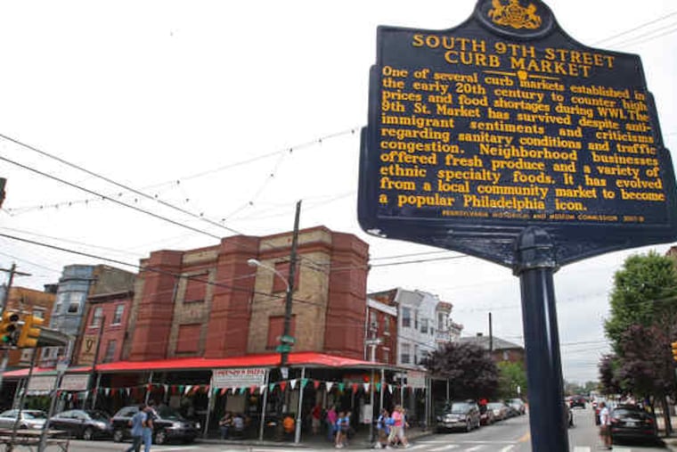 This marker at Ninth and Christian Streets, which does not include the word "Italian," is a replacement for one that was pulled down soon after its dedication. The signs come in two sizes, one costing about $1,400 and the other about $1,850.