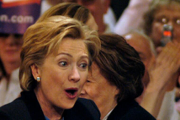 IOWA, JAN. 1: Hillary Rodham Clinton speaks at a campaign stop in Ames. She came to the state a heavy favorite to win the nomination but finished third in the Jan. 3 caucuses, behind Barack Obama and John Edwards.