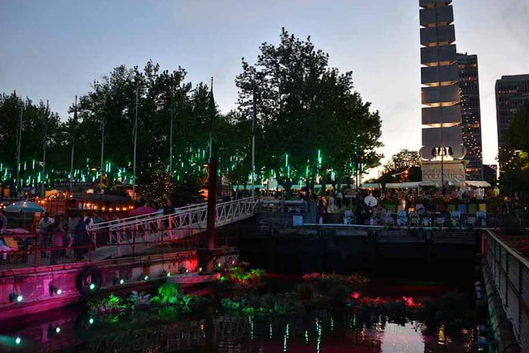 Guests at the Spruce Street Harbor Park Promenade fund-raiser for the Delaware River Waterfront Corporation on May 20, 2015.