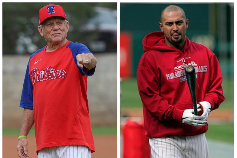 Larry Bowa (left) and Shane Victorino will lead the teams in the July 12 Futures Game.