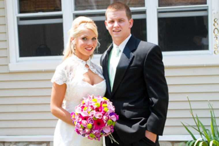 Lauren Mazza (sister) and Mark Keeley on her wedding day. Keeley was killed in the PGW explosion.