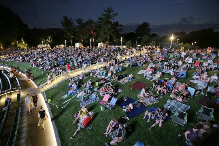 In summer of 2017, the crowd waits for the Tchaikovsky Spectacular with the Philadelphia Orchestra and fireworks at the Mann Center.