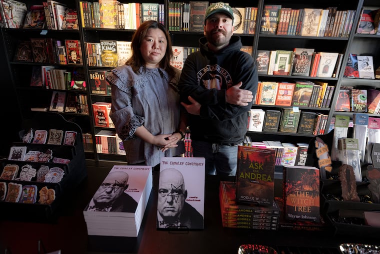 Tina and Anthony Long inside Thrillerdelphia, their new horror bookstore in Manayunk, ahead of Friday's soft opening.