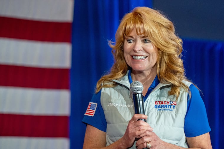 State Treasurer and Republican candidate for governor Stacy Garrity holds a rally in Bucks County Sept. 25, 2025 at the Newtown Sports & Events Center.
