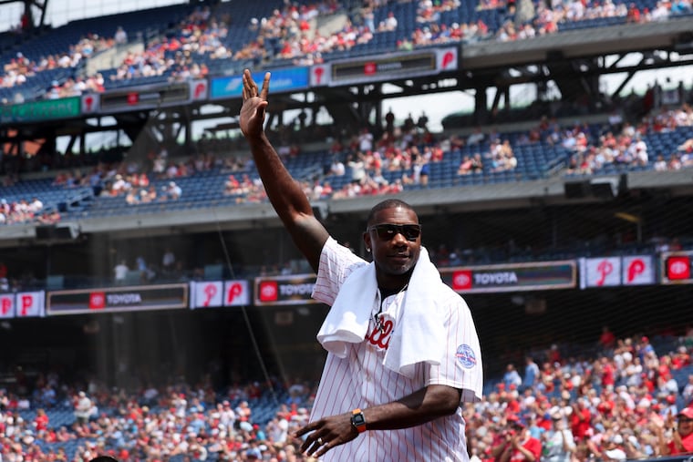Former Phillies player Ryan Howard, shown at Citizens Bank Park in 2024, was on-site for the PGA Championship on Thursday at Aronimink.
