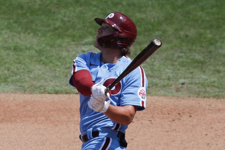 Rhys Hoskins entered Monday's game hitting just .172 with a .241 slugging percentage and no homers.