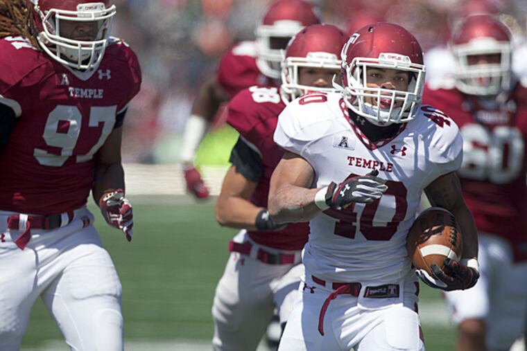Temple University held its traditional Cherry and
White football game Saturday afternoon at it's North Philly training
facility Edberg-Olson Hall. (Ed Hille/Staff Photographer)