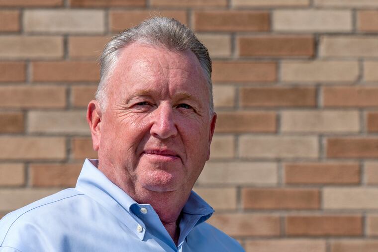 Jim Hasher, a Republican candidate for Philadelphia City Council, poses at the the Torresdale Boys' Club on Monday, Aug. 21, 2023. He serves as president of the organization.