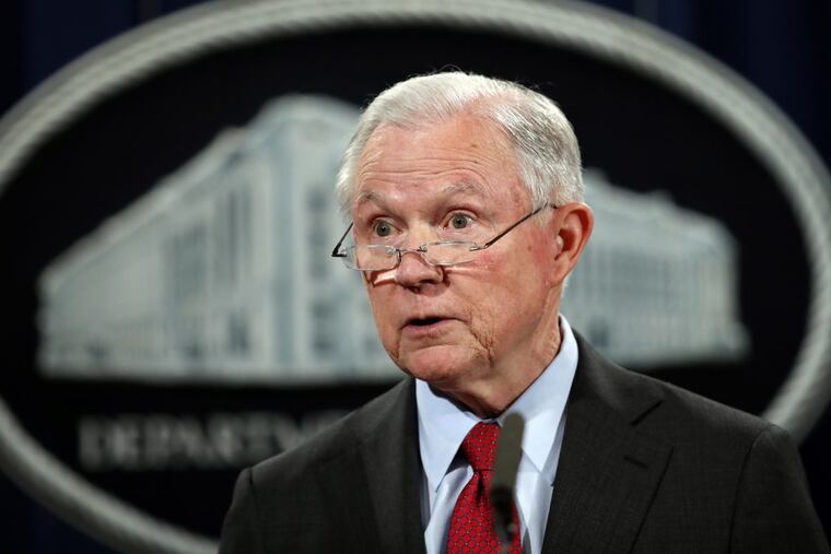 In this Dec. 15, 2017, file photo, United States Attorney General Jeff Sessions speaks during a news conference at the Justice Department in Washington.