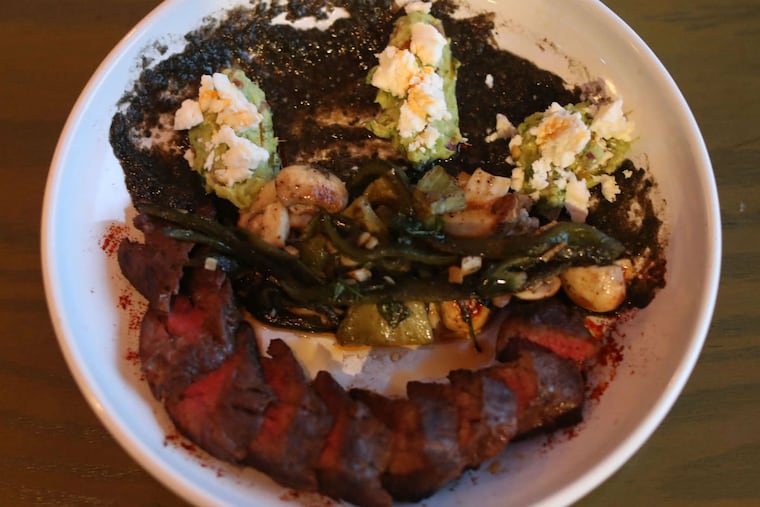 Steak with huitlacoche at La Mula Terca, from the owners of Cafe Y Chocolate.