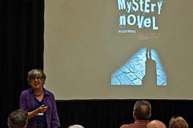 Hallie Ephron, the author of eight mystery novels, teaches at a one-day "university" offered by the Mystery Writers of America held at the Sheraton Society Hill. ( RON TARVER / Staff Photographer ) June 26 2014