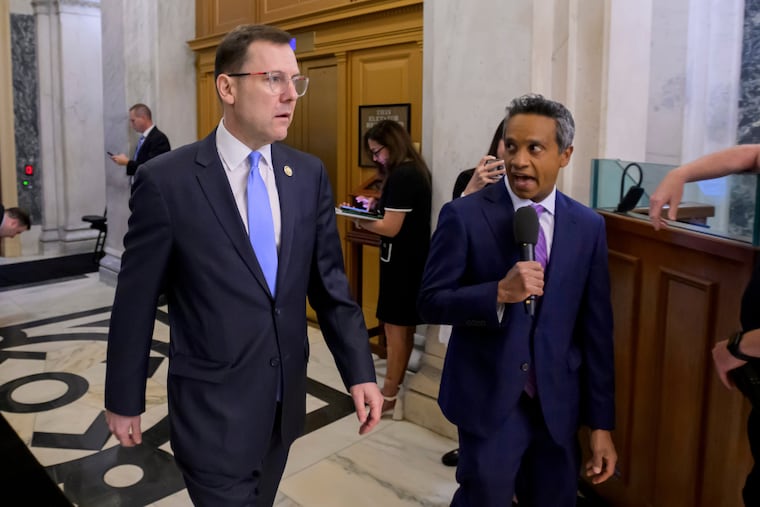 Rep. Tom Kean Jr., R-N.J., arrives for a vote at the Capitol, Tuesday, June 30, 2026, in Washington. (AP Photo/Rod Lamkey, Jr.)