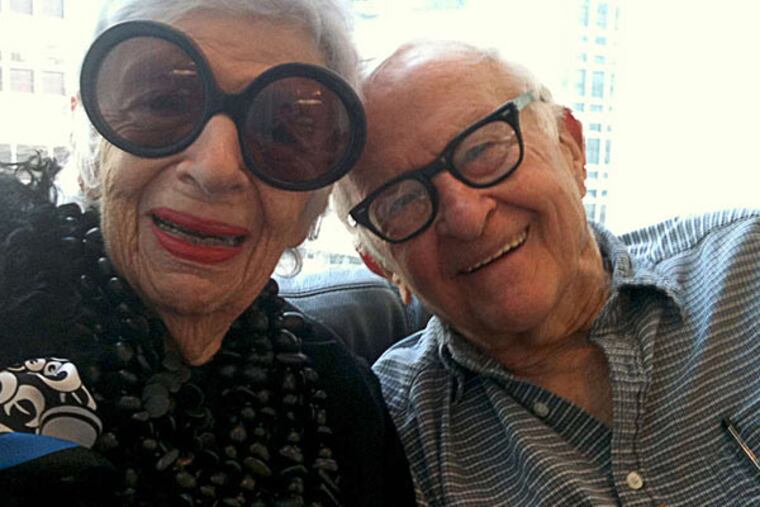 Iris Apfel and director Albert Maysles in the documentary "Iris," opening in Philadelphia on Friday. (Magnolia Pictures)