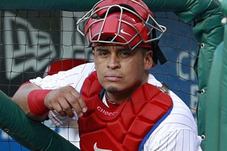 "It felt like a knife in the back of my foot," Carlos Ruiz said of his ailing foot. (Yong Kim/Staff Photographer)