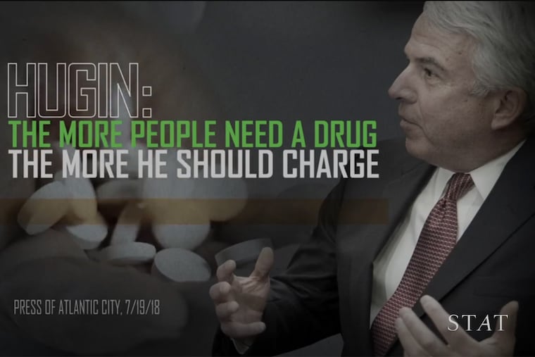 Screenshot of a commercial sponsored by Bob Menendez to vilify Bob Hugin.