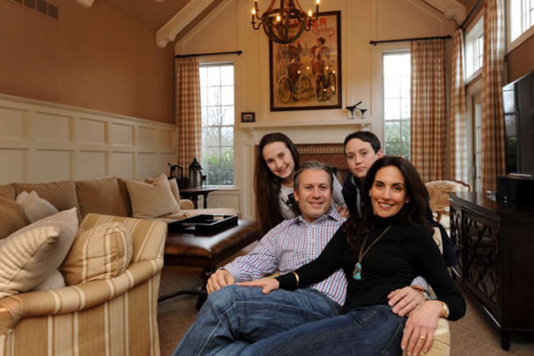 Meredith and Seth Broder and their children Eliza, 11; and Zachary, 10, at their home in Moorestown.