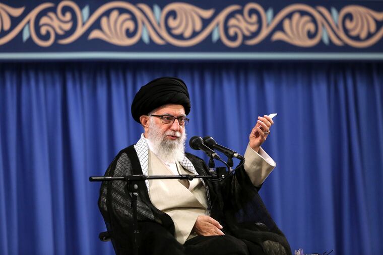 In this picture released by an official website of the office of the Iranian supreme leader, Supreme Leader Ayatollah Ali Khamenei speaks in a meeting with a group of clerics, in Tehran, Iran, Tuesday, July 16, 2019.