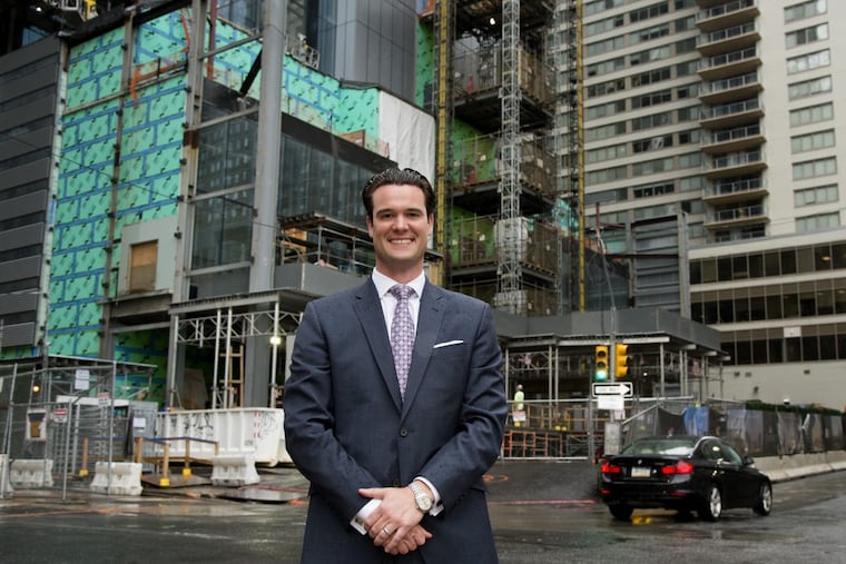 Ben Shank outside the new Comcast Corp. tower. Four Seasons appointed the Lower Merion native the general manager of the hotel to be in the tower.