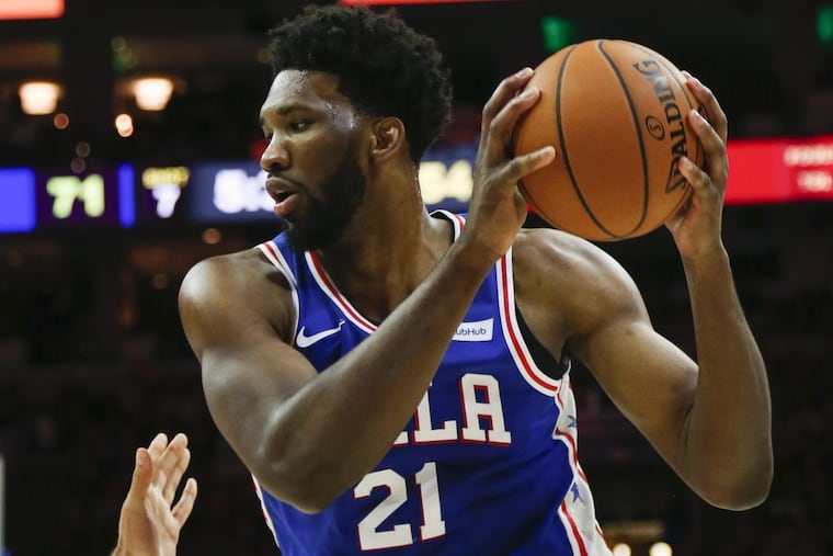 Sixers center Joel Embiid in action during an NBA basketball game against the Chicago Bulls, Wednesday, Jan. 24, 2018, in Philadelphia.