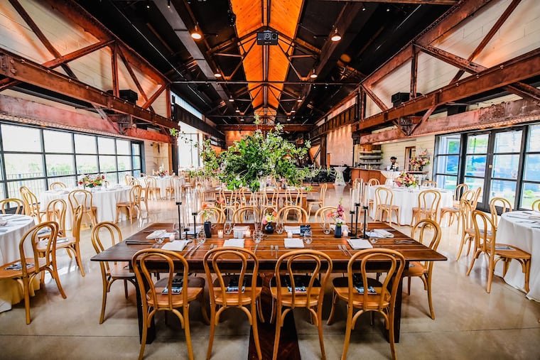 The main hall at The Pump House, a new event venue at the Ironworks at Pencoyd Landing in Bala Cynwyd.