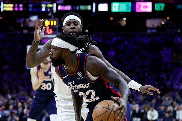 Sixers guard Patrick Beverley dribbles the basketball against Brooklyn Nets forward Royce O'Neale on Saturday, February 3, 2024 in Philadelphia.
