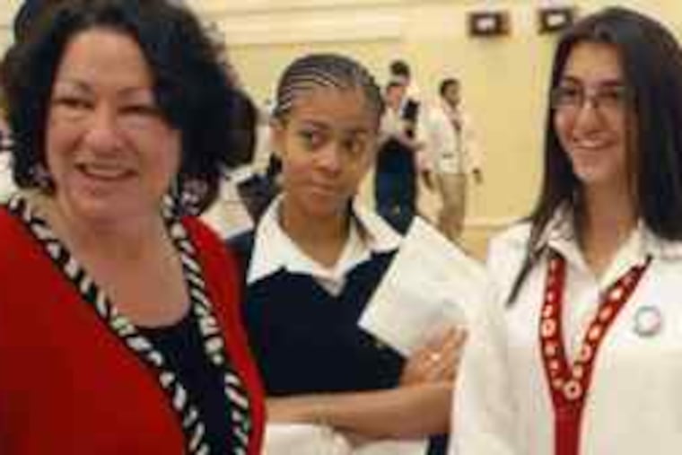 Sonia Sotomayor visits her alma mater, Cardinal Spellman High School in New York.