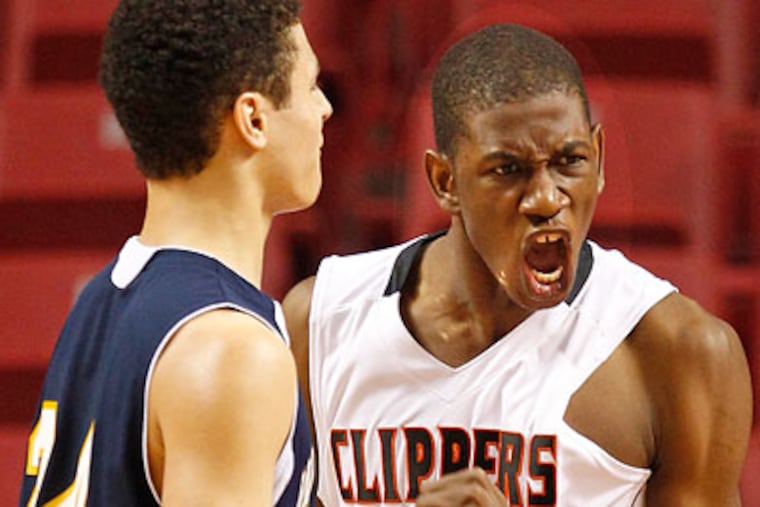 Chester's Zimir Geiger reacts after a basket. (Ron Cortes / Staff Photographer)
