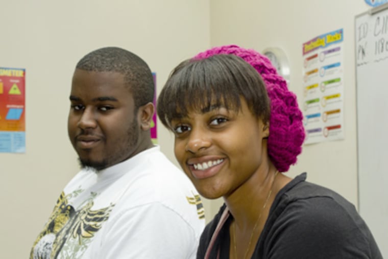 James Ingalls and Aniyah Drummond are students in the Gateway to College program at Camden County College. (Luis Fernando Rodriguez / Staff Photographer)