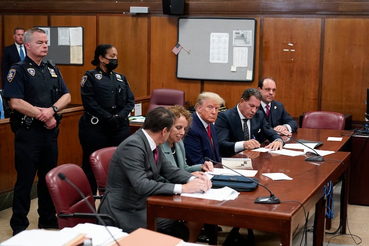Former President Donald Trump appears in New York court for an arraignment in April. On Tuesday, the former president will be arraigned for the second time in three months.