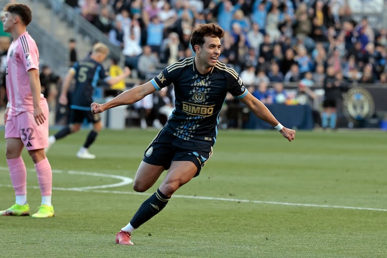 Quinn Sullivan celebrates scoring a memorable goal against Lionel Messi's Inter Miami last May.