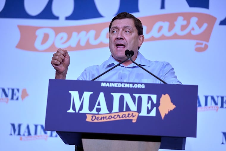 Troy Jackson, Democratic candidate for U.S. Senate, speaks at the Maine Democratic Nominating Convention, Saturday, July 25, 2026, in Bangor, Maine.