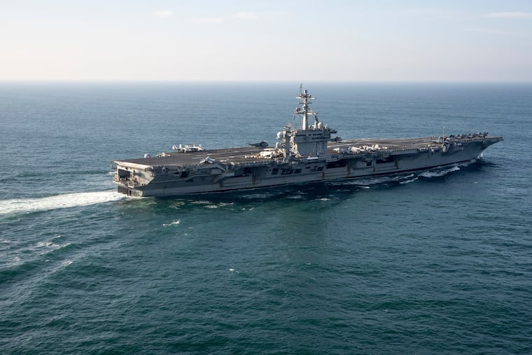 FILE - The USS George Washington aircraft carrier is pictured off the coast of Argentina, May 30, 2024.(AP Photo/Victor R. Caivano, File)