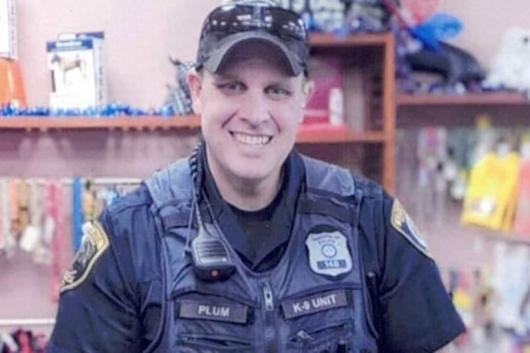 Officer Plum was a driving force behind the creation of Warrington Township's K-9 police unit and helped connect it to the community.