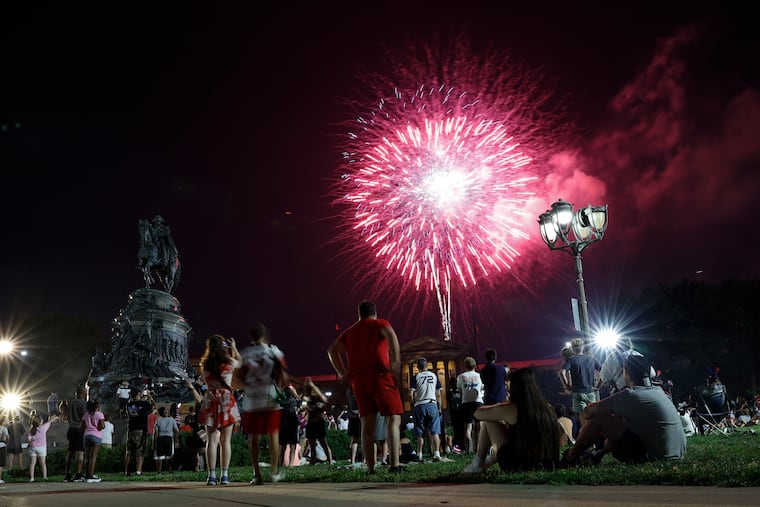 Fireworks lit up over the Philadelphia Museum of Art after the Welcome America July 4th concert along the Benjamin Franklin Parkway on Thursday.