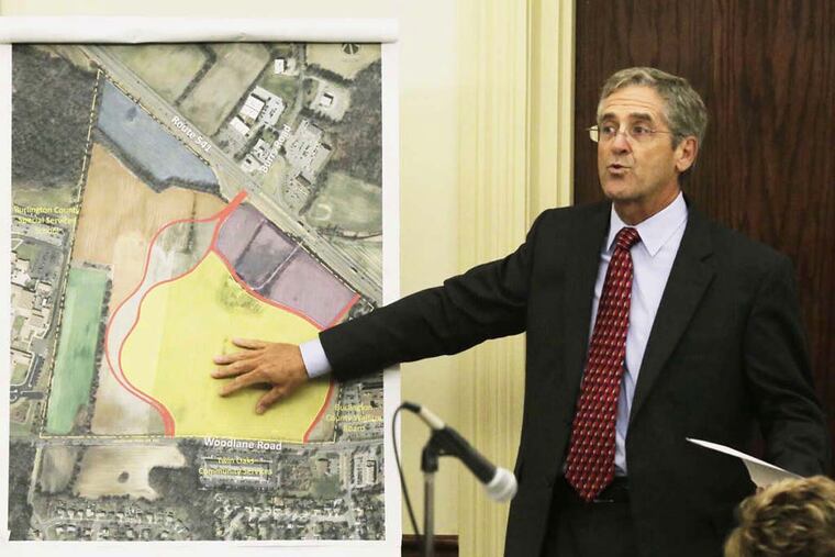 At a 2015 township meeting in Westampton, Virtua's Bob Stoeckle talks up the 20-year plan, which would put a new hospital, rehab center, hospice, and other medical buildings on a former farm