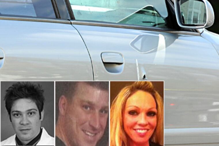 Dr. Giocondo "Joe" Navek, center, and his victims: former colleague Payman Houshmandpour, left, and Shawna Givens, a woman he had been seeing in North Carolina. (NBC 10; WTVD-Fayetteville, N.C.)