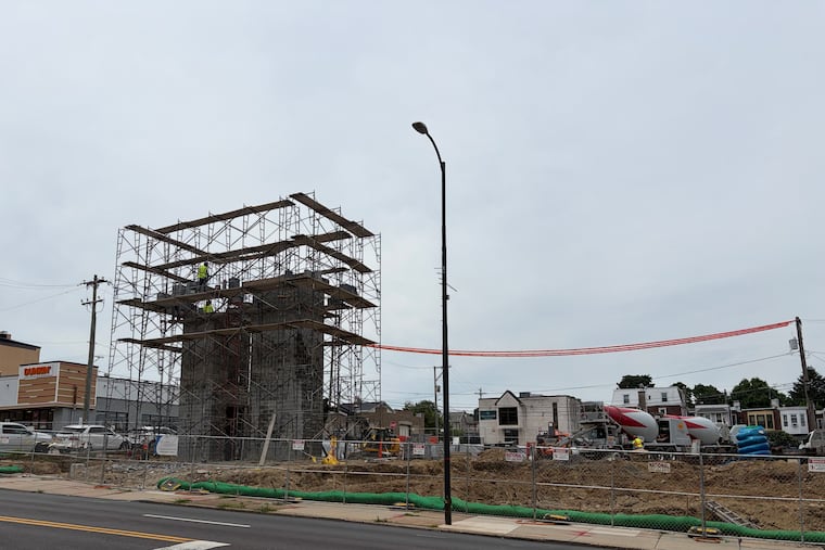 Construction is underway on a new 40-apartment complex and commercial space at Route 611 and Cherry Street in Jenkintown. Workers demolished the old Helweg funeral home on the site earlier this month.