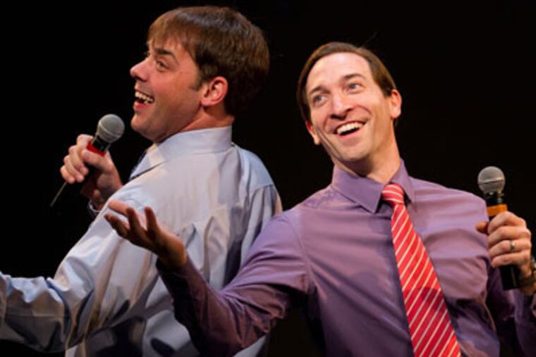 DM1TWOGUYS -- Actors Jeff Coon and Ben Dibble sing at the Arden Theatre's 25th anniversary celebration in November 2012.