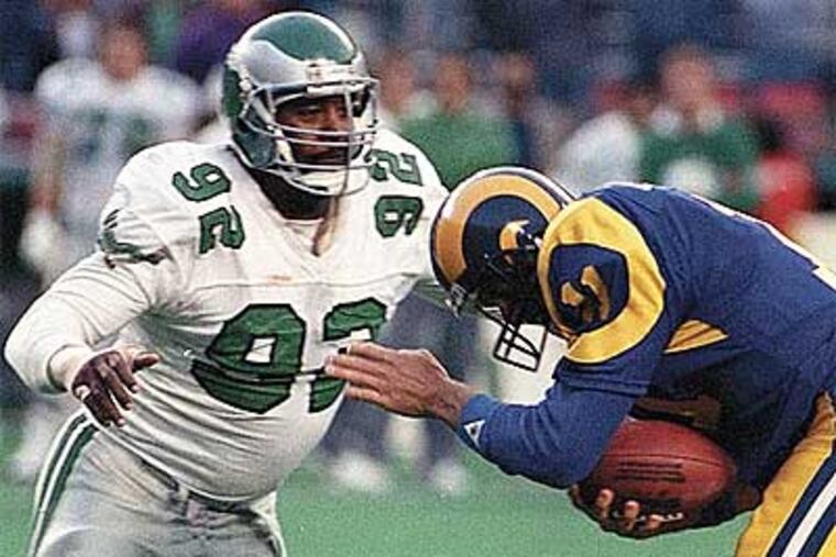 Reggie White spent eight seasons with the Eagles after they drafted him No. 4 overall in the 1984 NFL Supplemental draft out of Tennessee. White was the 1987 Defensive Player of the Year and racked up 121 sacks during his career in Philadelphia. (AP File Photo / Bill Cramer)