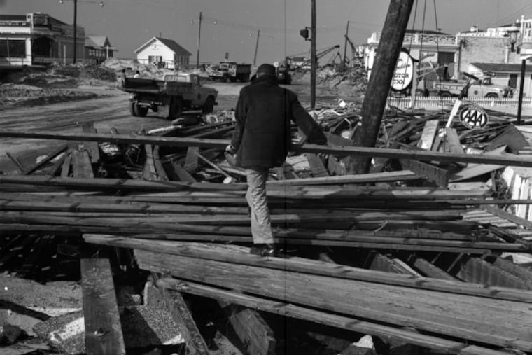 Damage from the “Ash Wednesday Storm” of 1962 blaming for killing 22 people in New Jersey and Delaware and making an absolute wreck of the beaches.