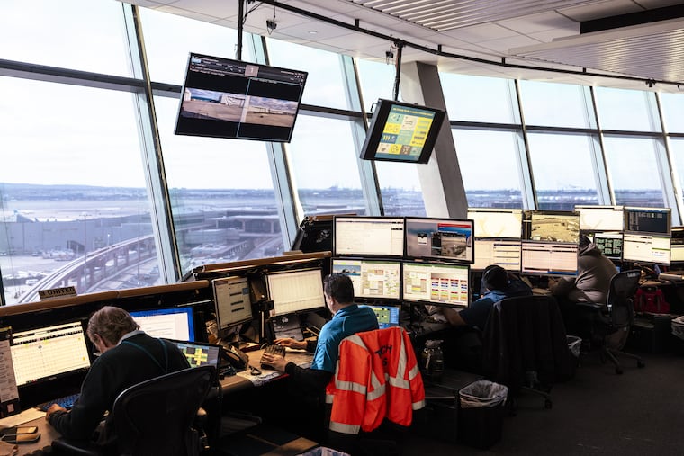Air traffic controllers in the United Airlines Station Operation Center at Newark Liberty International Airport. Even after the shutdown, fatigue remains a serious threat to air travel, writes Jocelyn Y. Cheng
