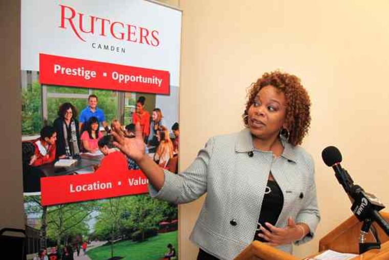 Camden Mayor Dana L. Redd speaks at the grand opening of Opportunity Reconnect-Camden. The center has already helped 283 people.